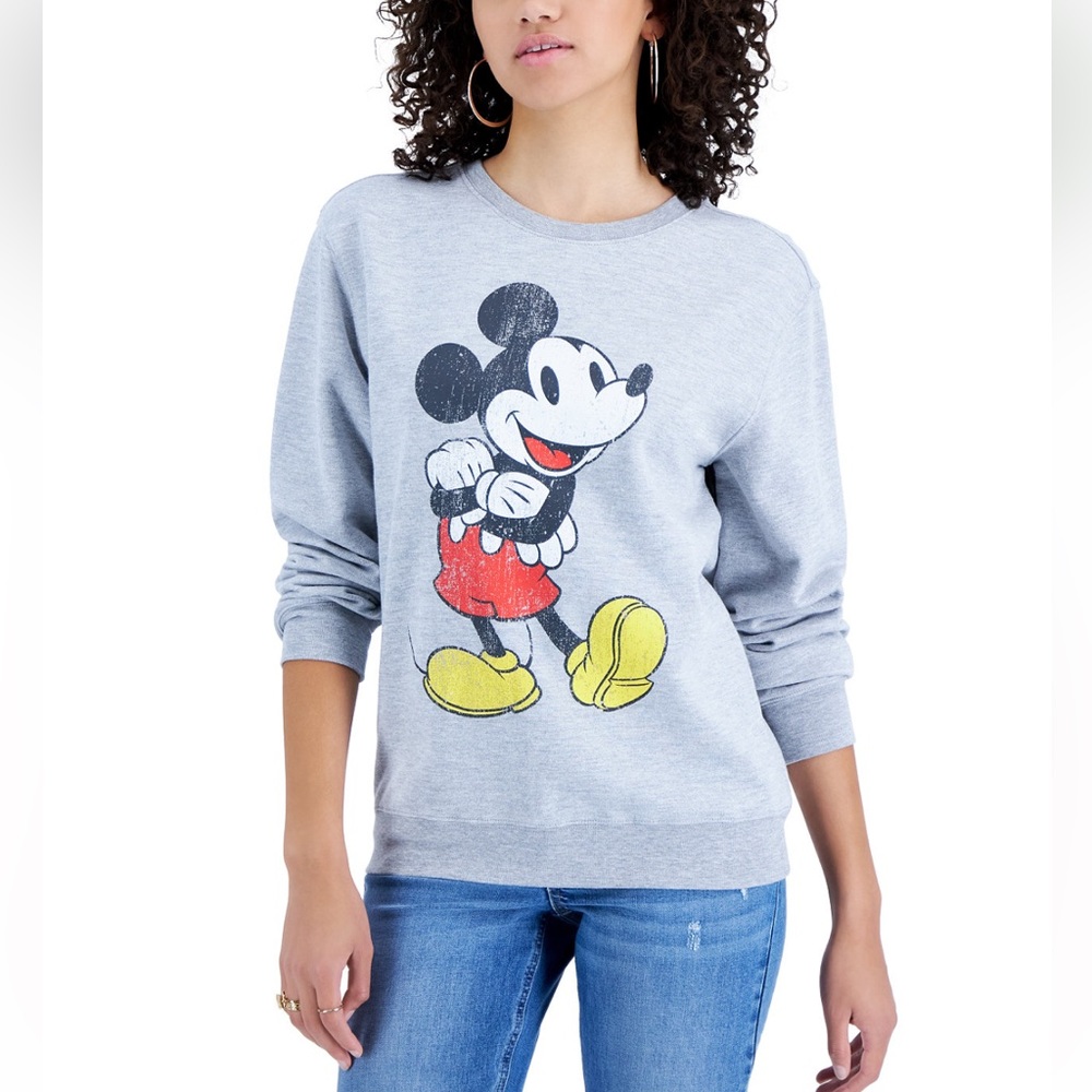 NWT Mickey Mouse Graphic Pullover Top Crew Neck Sweatshirt